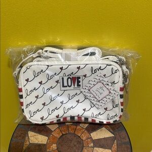 Brighton White Love Print Crossbody Bag
